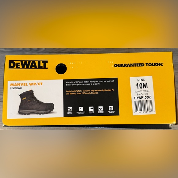 NWT DEWALT MANVEL MEN'S WATERPROOF, COMPOSITE SAFETY TOE WORK BOOT, Size 10
